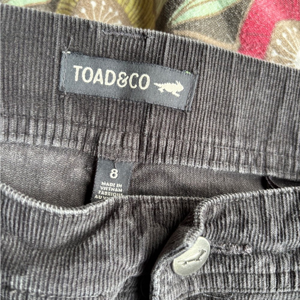 Toad&co gray corduroy jeans organic cotton and hemp sz 8